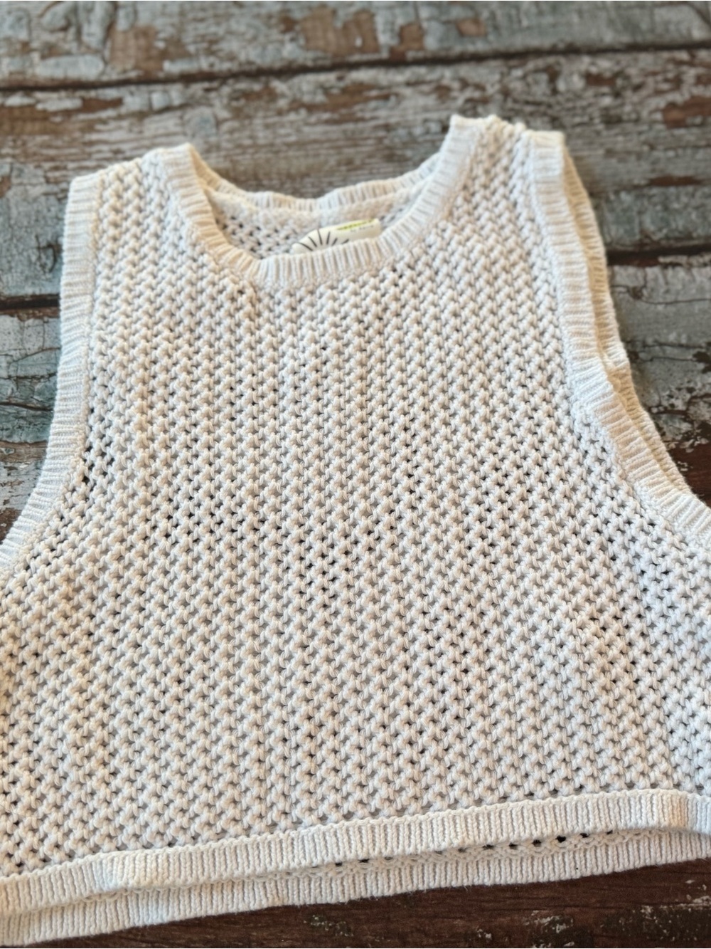 Aerie Offline White Mesh Knit Sleeveless Crop Top Size XS